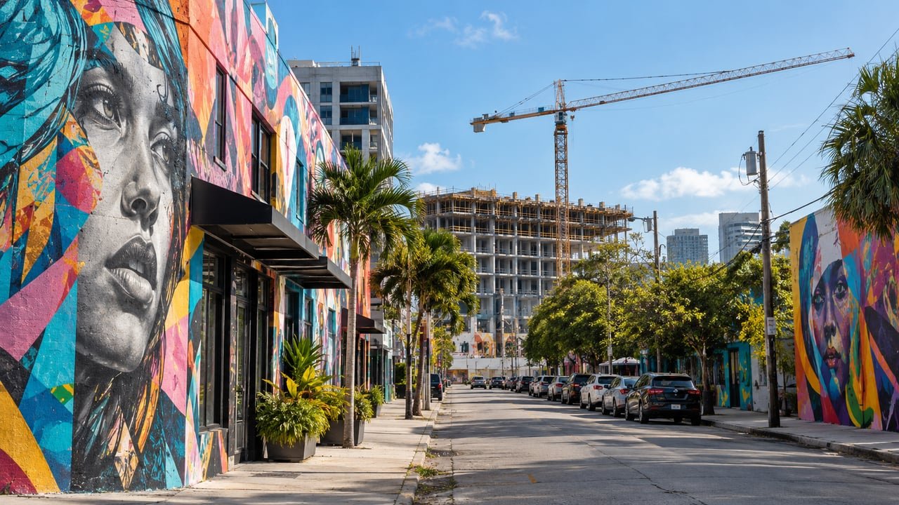 Calle de Wynwood, Miami, futuro emplazamiento del campus de Carnegie Mellon University financiado por Ken Griffin