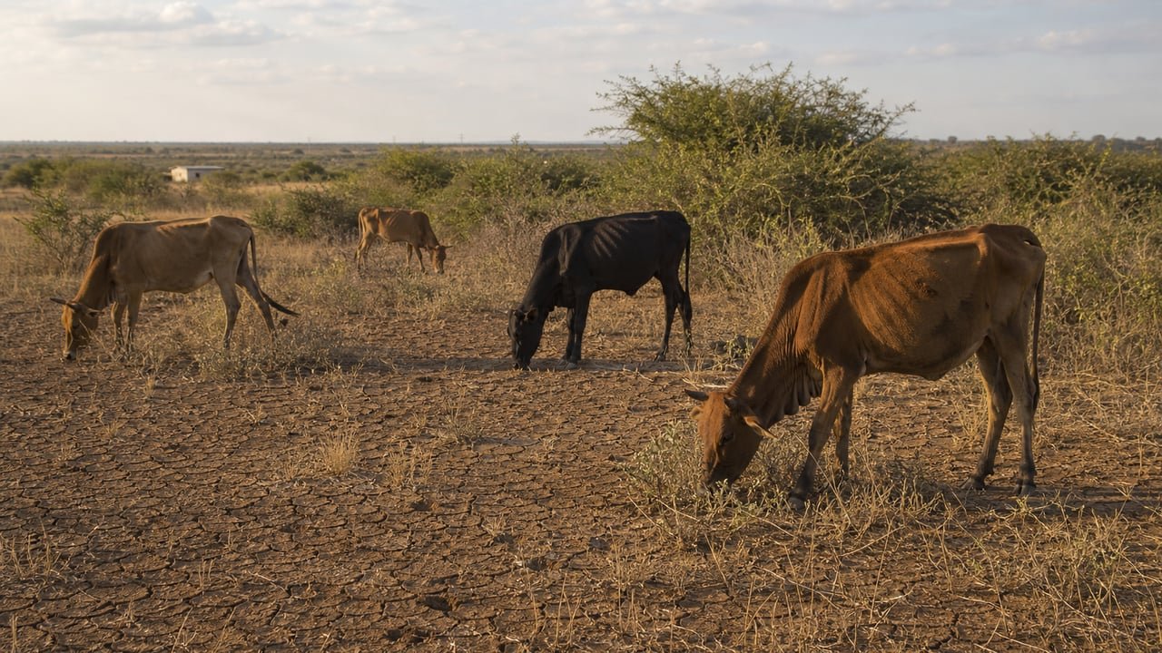 Vacas famélicas en un potrero seco de Villa Clara, símbolo de la crisis de la ganadería en Cuba