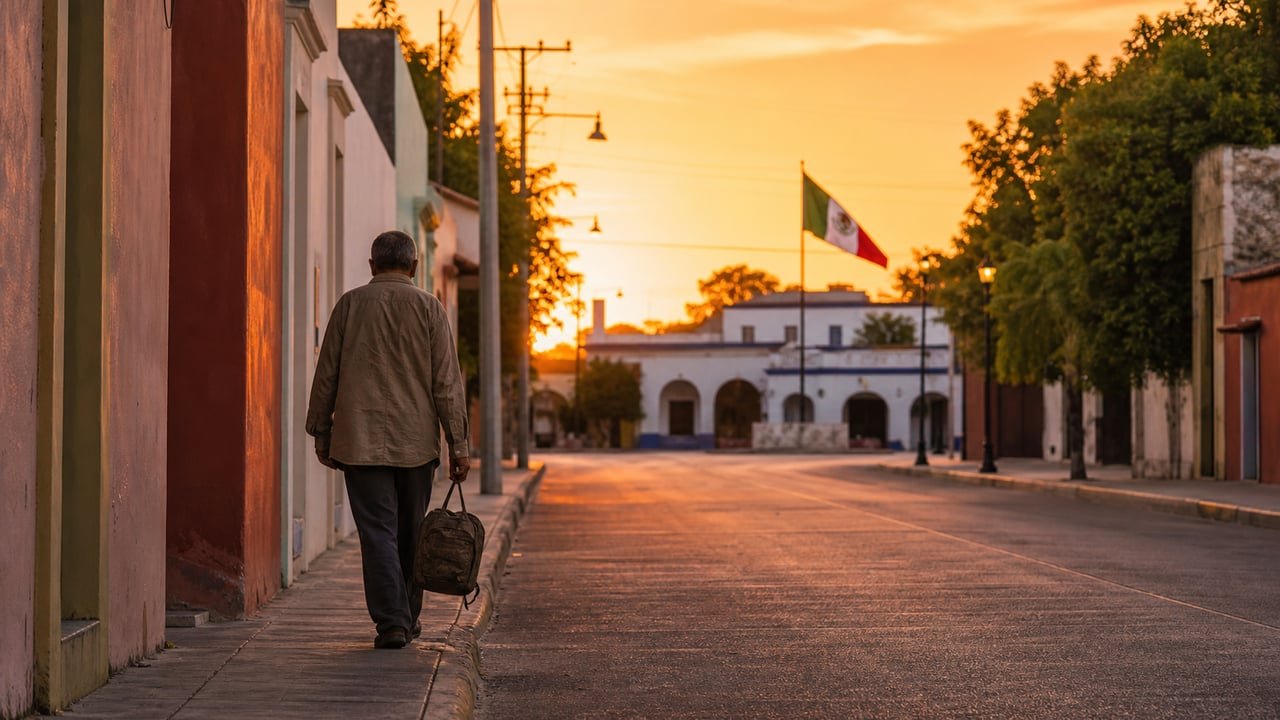 Cubano deportado camina solo con una maleta por una calle del sur de México, sin papeles ni destino claro